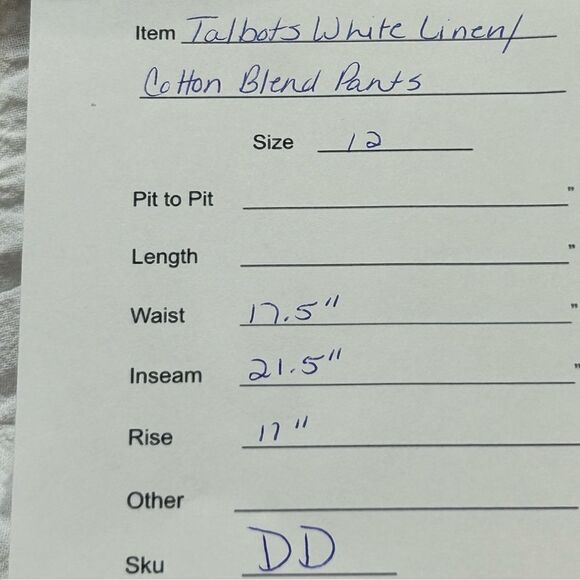 Talbots Linen Cotton Blend White Capris Women's Size 12 - Picture 6 of 6